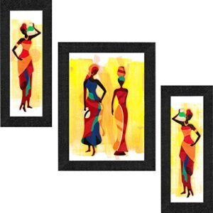 SAF Uv Textured Modern Art Print Framed Painting Set Of 3 Fo…