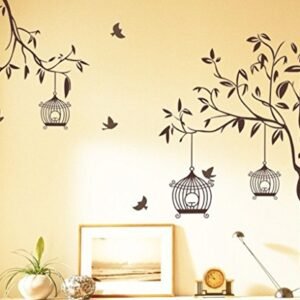 Decals Design ‘Tree with Birds and Cages’ Wall Sticker (PVC …