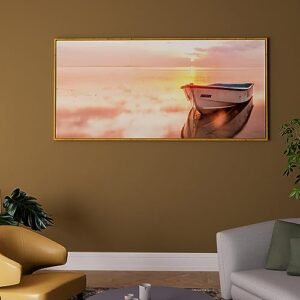 Painting Mantra Abstract Boat in River Sunset Large Canvas P…