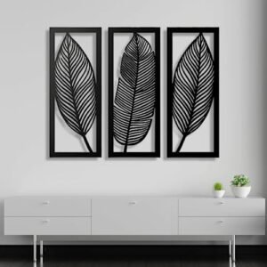 7 Decore Wooden 3 Pieces Leaf Wall Art Panel Frame | Wall Ha…