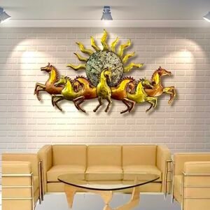 RSN Metal Running Seven Horse With LED Light Aesthetic Metal…