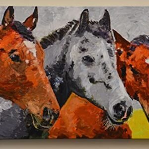 Digital Art Gallery Canvas Wall Painting Three Horses (Black…