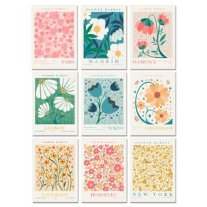 Wizzartprints SET OF 9 Flower Wall Art prints for Home Decor…