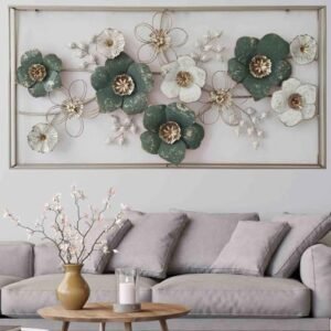 Dekorworm Ivory & Gold Florals Metal Premium Wall Art |Iron …