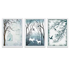 Painting Mantra Set of 3 Wall Arts for Home Décor White & Li…