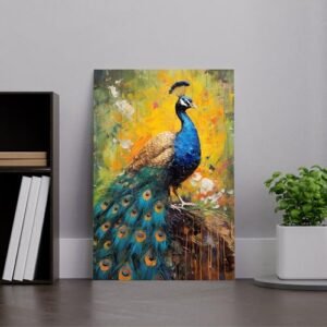 KRISHNA ENTERPRISE Peacock Canvas Art Painting, MDF Wood – P…